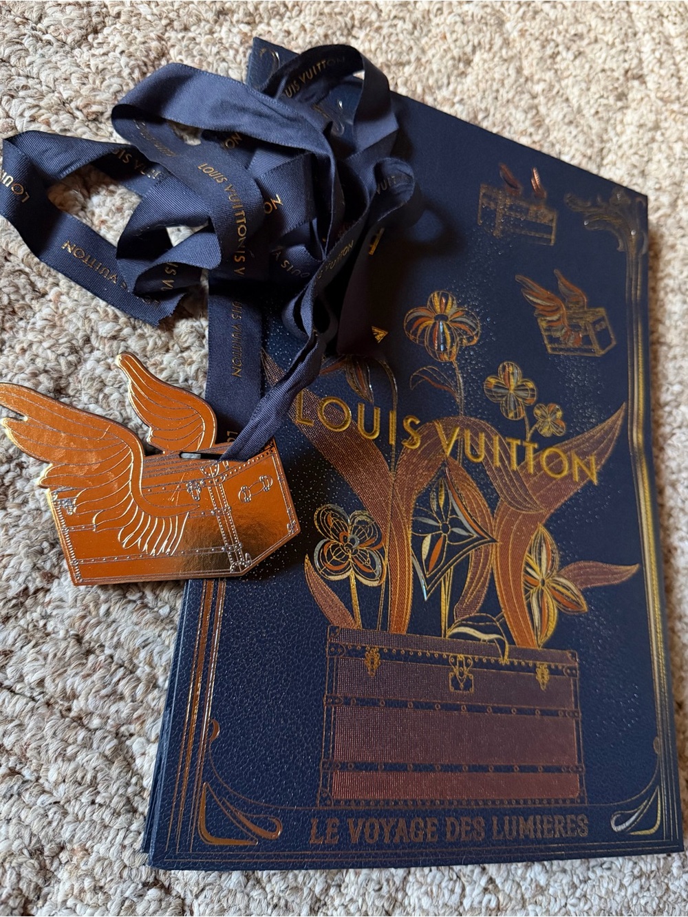 Louis Vuitton Navy & Gold Decorative Gift Bag Ribbon & Tag Holiday 2025